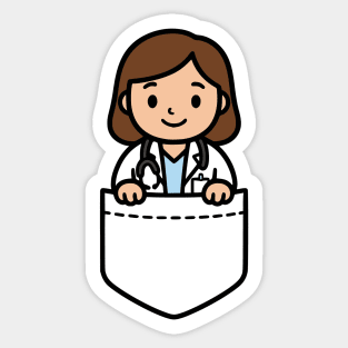 Cute Kawaii Female Doctor Pocket Cartoon Medical Nurse Sticker